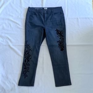 DC Jeans dark blue bootcut with velvet decals size 18